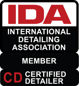 International Detailers Association Member logo for 2023. The letters I,D, & A are in red and bold. Below this in smaller writing are the words "International Detailers Association'. Below this in white writing with a black background it says " Member". And under this it says Certified detailer.