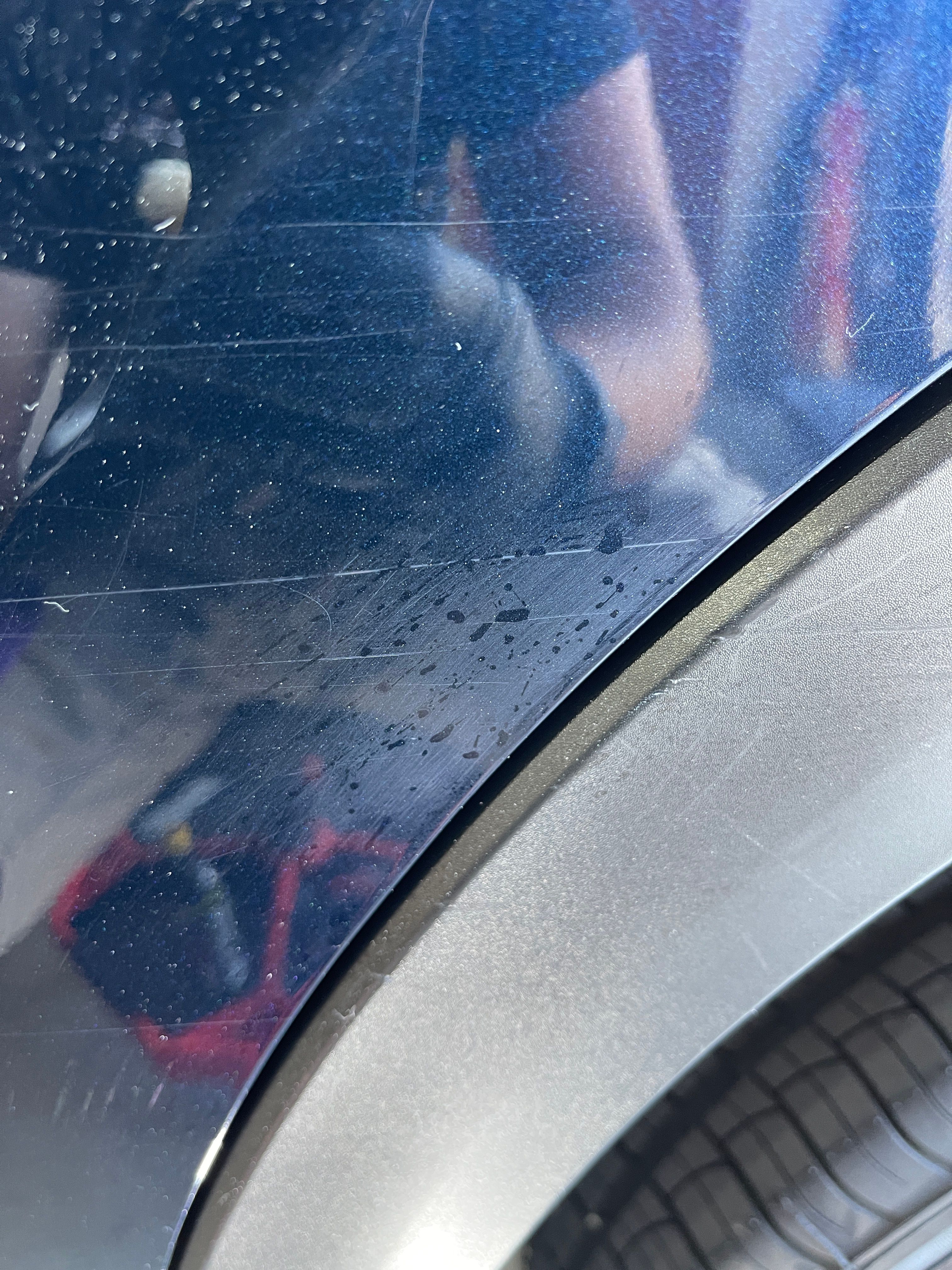 Before paint correction showing damage that needs to be polished out before applying ceramic coating