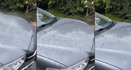 Water beading tightly across freshly ceramic coated paintwork