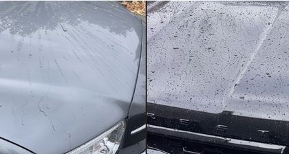 Comparison of water behaviour on well protected and poorly protected paint