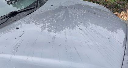 Water shedding off a ceramic coated panel in sheets